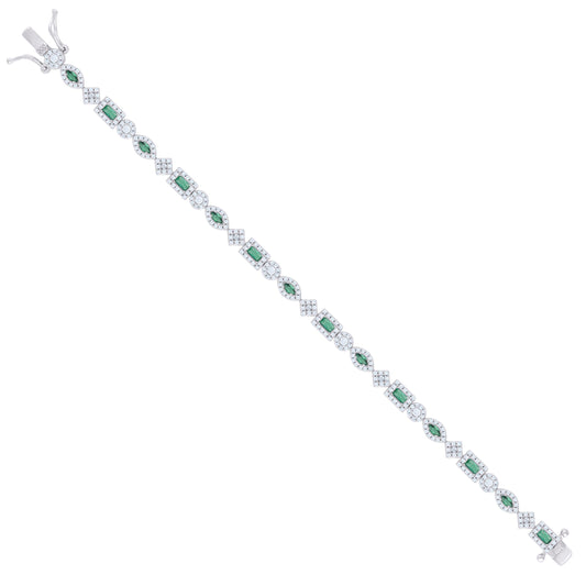 925 Sterling Silver Cz Bracelet 7 Inches