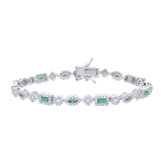 925 Sterling Silver Cz Bracelet 7 Inches