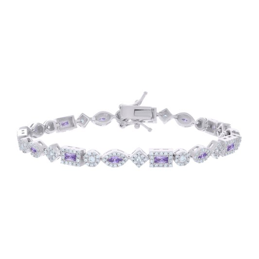 925 Sterling Silver Cz Bracelet 7 Inches