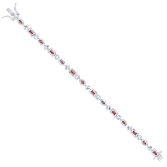 925 Sterling Silver Cz Bracelet 7.25 Inches