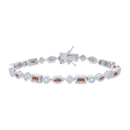 925 Sterling Silver Cz Bracelet 7.25 Inches