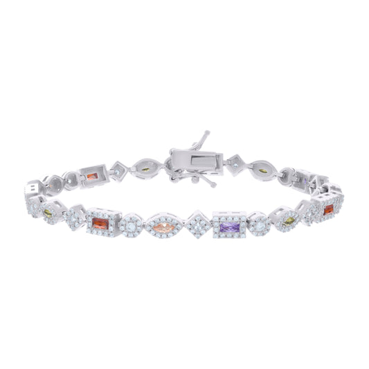 925 Sterling Silver Cz Bracelet 7.25 Inches