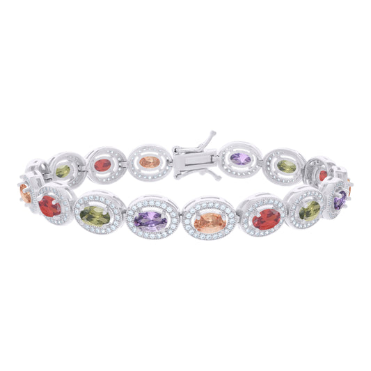 925 Sterling Silver Cz Bracelet 7 Inches