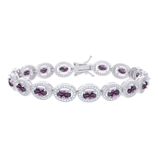 925 Sterling Silver Cz Bracelet 7 Inches