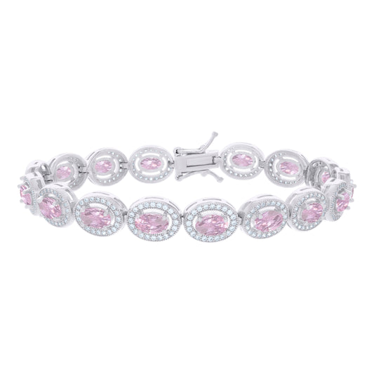 925 Sterling Silver Cz Bracelet 7 Inches