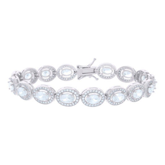 925 Sterling Silver Cz Bracelet 7 Inches