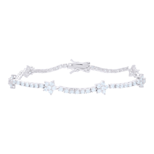 925 Sterling Silver Cz Bracelet 7 Inches
