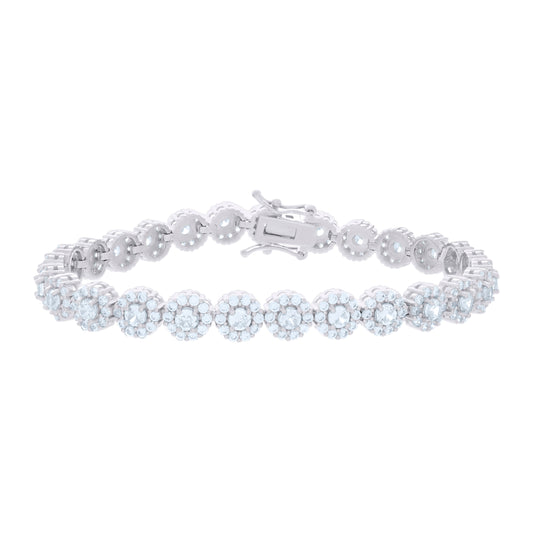 925 Sterling Silver Cz Bracelet 7.25 Inches