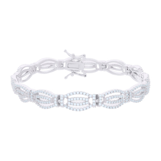925 Sterling Silver Cz Bracelet 7 Inches