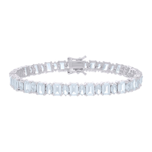 925 Sterling Silver Cz Bracelet 7.25 Inches
