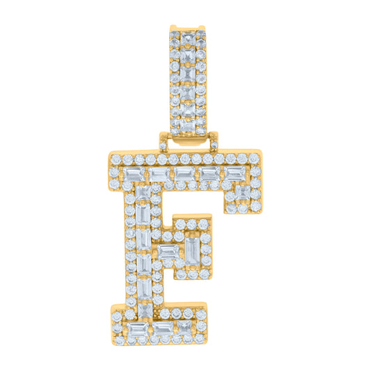 925 Sterling Silver Initial Pendant "F"