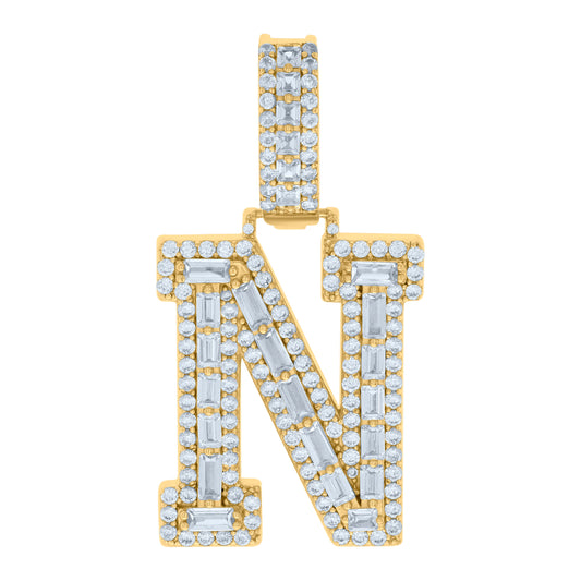 925 Sterling Silver Initial Pendant "N"