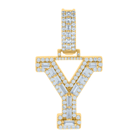 925 Sterling Silver Initial Pendant "Y"