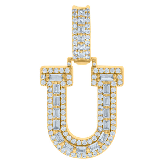 925 Sterling Silver Initial Pendant "U"
