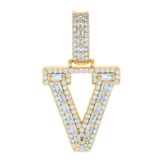 925 Sterling Silver Initial Pendant "V"