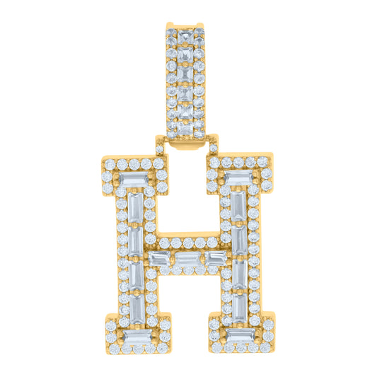 925 Sterling Silver Initial Pendant "H"