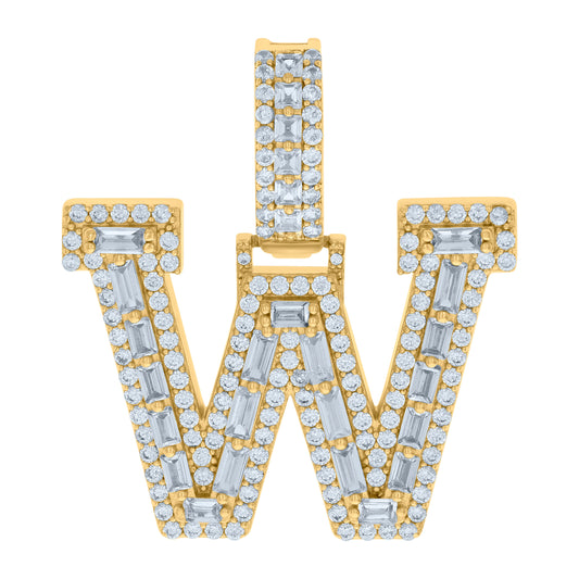 925 Sterling Silver Initial Pendant "W"