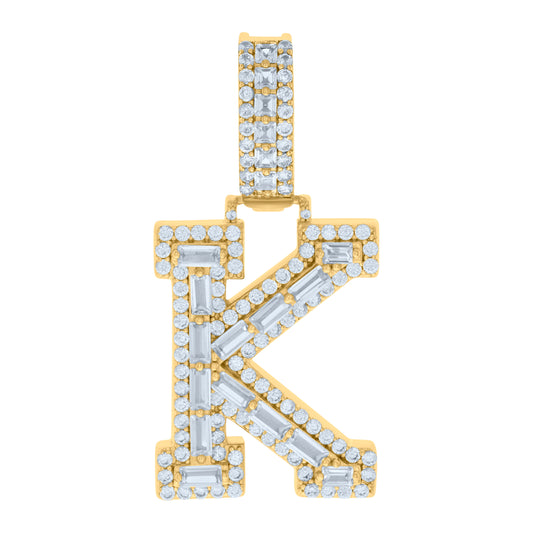 925 Sterling Silver Initial Pendant "K"