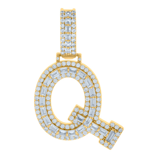 925 Sterling Silver Initial Pendant "Q"