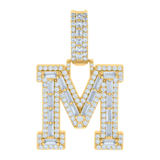 925 Sterling Silver Initial Pendant "M"