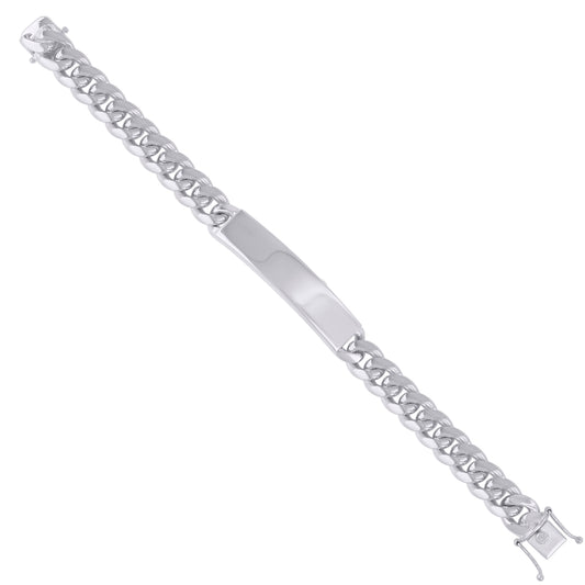 925 Sterling Rhodium Solid Miami Cuban Id Bracelet