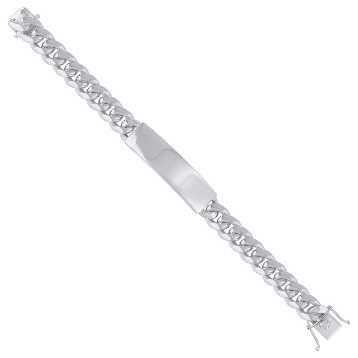 925-Sterling-Rhodium Solid Miami Cuban Id Bracelet