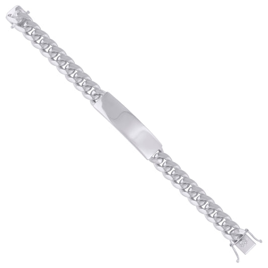 925-Sterling-Rhodium Solid Miami Cuban Id Bracelet