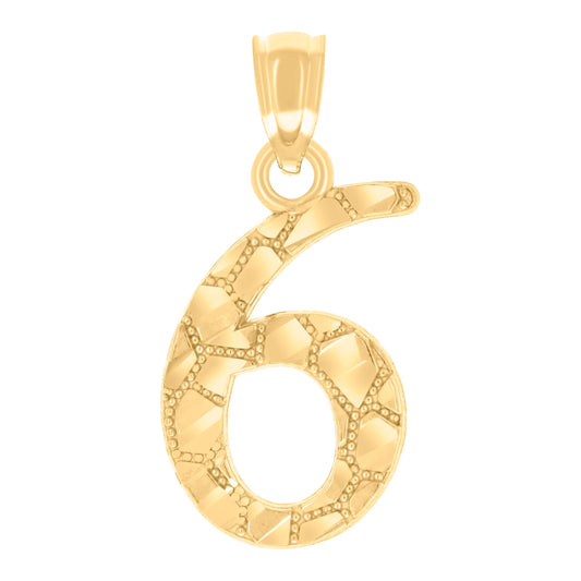 14Kt Gold Pendant Number "6"