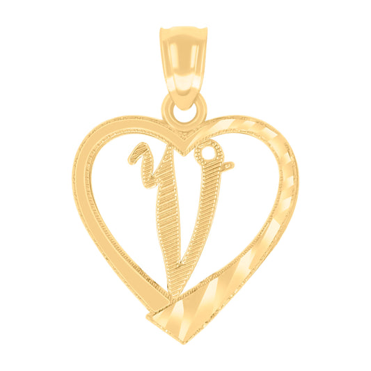 14Kt Gold Pendant Initial "V"