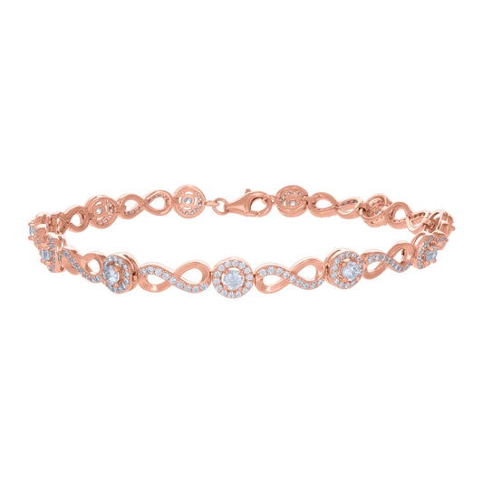 925 Sterling Silver Cz Bracelet 8"