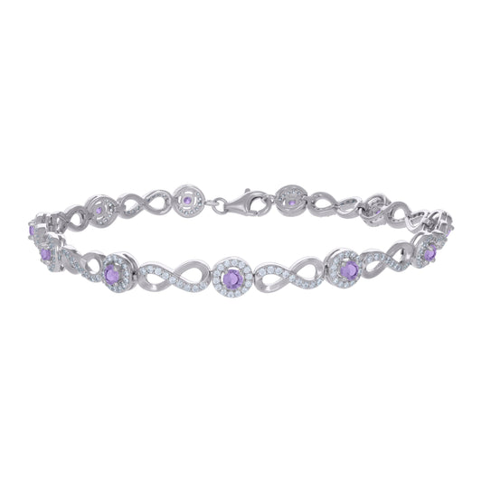 925 Sterling Silver Cz Bracelet 8"