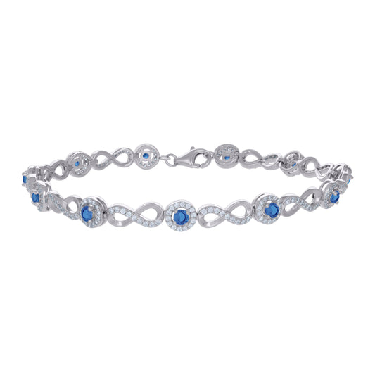 925 Sterling Silver Cz Bracelet 8"
