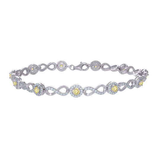 925 Sterling Silver Cz Bracelet 8"