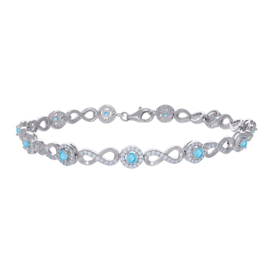 925 Sterling Silver Cz Bracelet 8"
