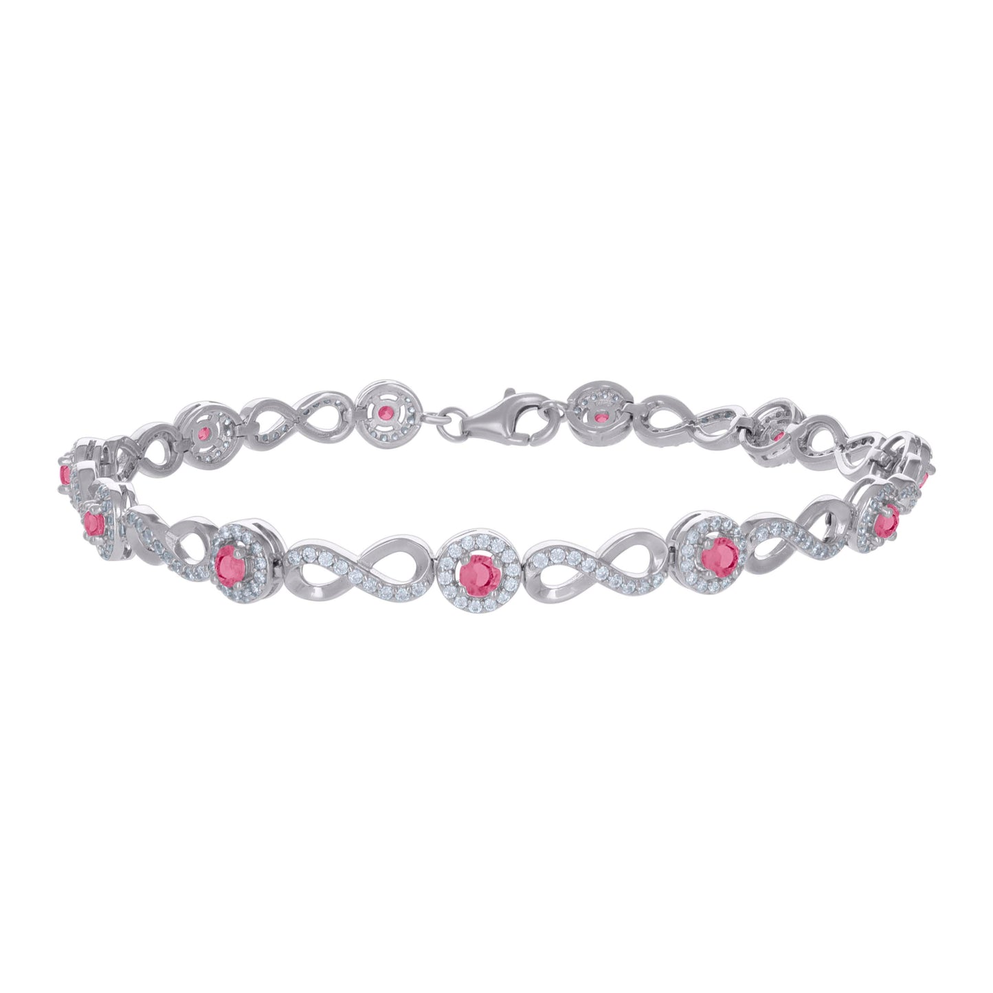925 Sterling Silver Cz Bracelet 8"