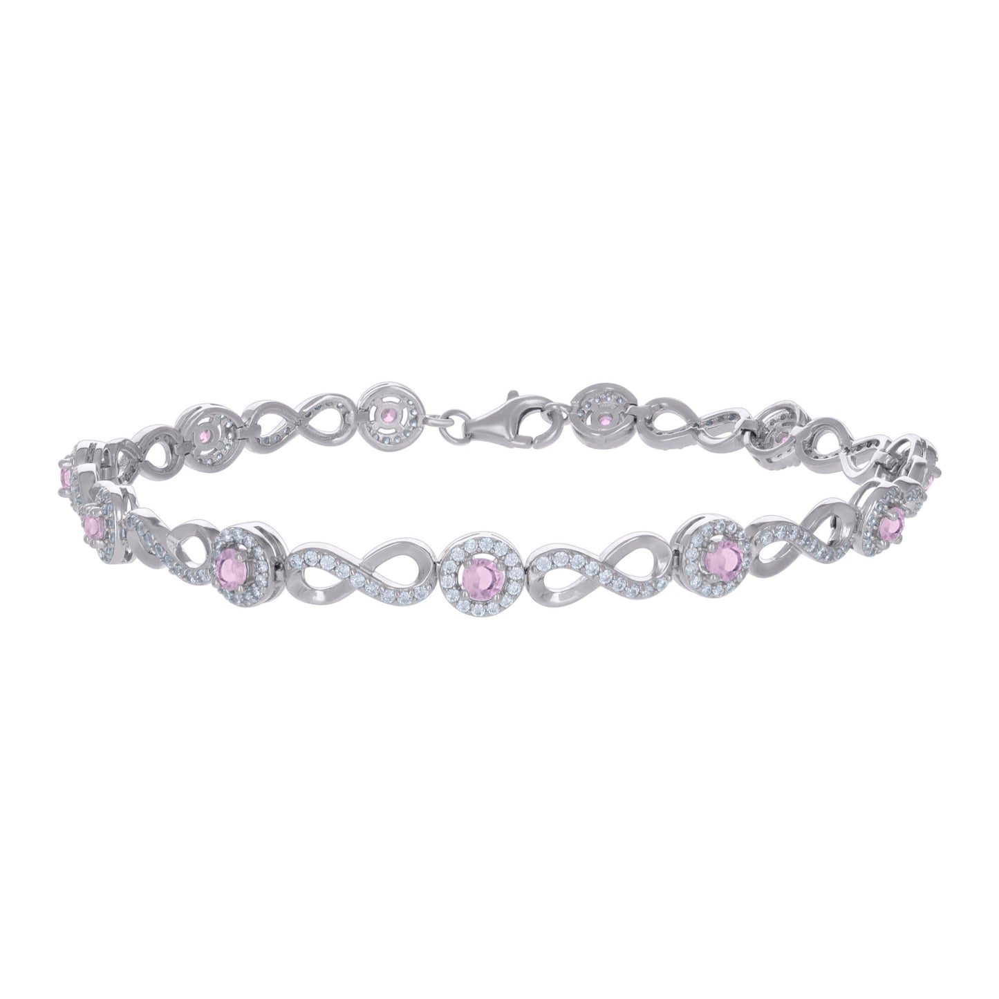 925 Sterling Silver Cz Bracelet 8"