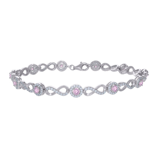 925 Sterling Silver Cz Bracelet 8"