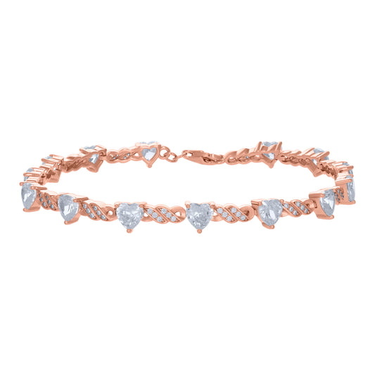 925 Sterling Silver Cz Bracelet 7.5"