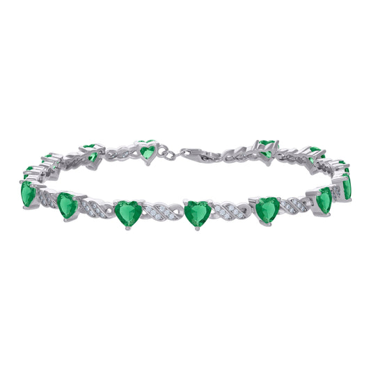 925 Sterling Silver Cz Bracelet 7.5"
