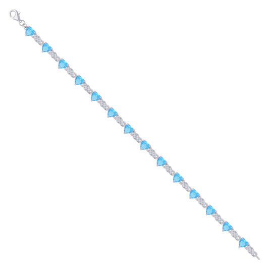 925 Sterling Silver Cz Bracelet 7.5"