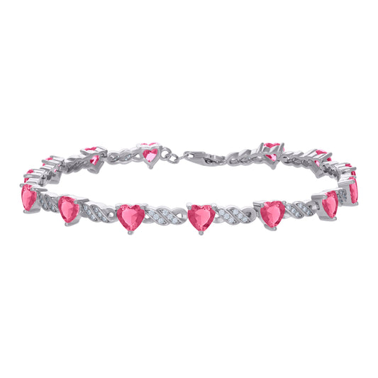 925 Sterling Silver Cz Bracelet 7.5"