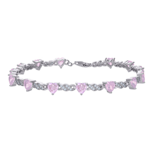 925 Sterling Silver Cz Bracelet 7.5"