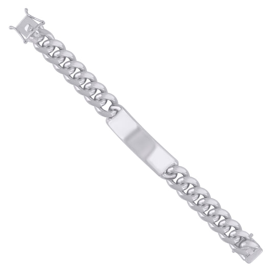 925-Sterling-Rhodium Solid Miami Cuban Id Bracelet