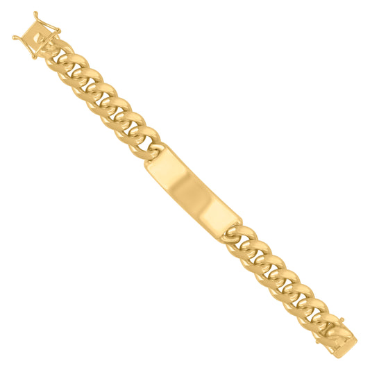 925-Sterling-Yellow Solid Miami Cuban Id Bracelet