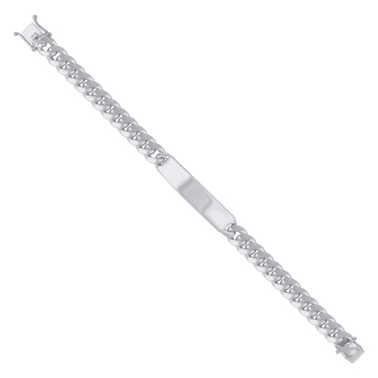 925-Sterling-Rhodium Solid Miami Cuban Id Bracelet