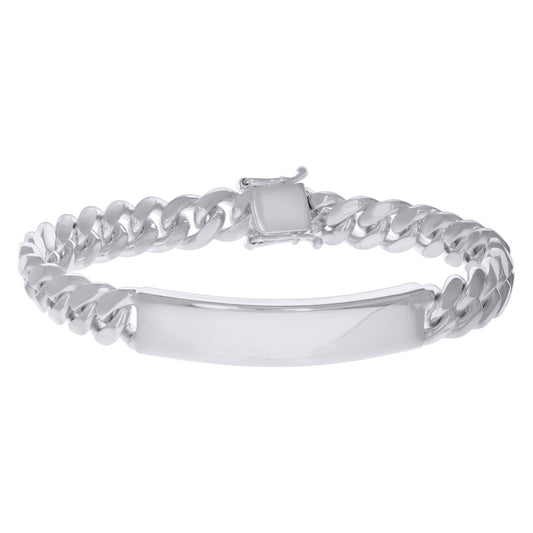 925-Sterling-Rhodium Solid Miami Cuban Id Bracelet