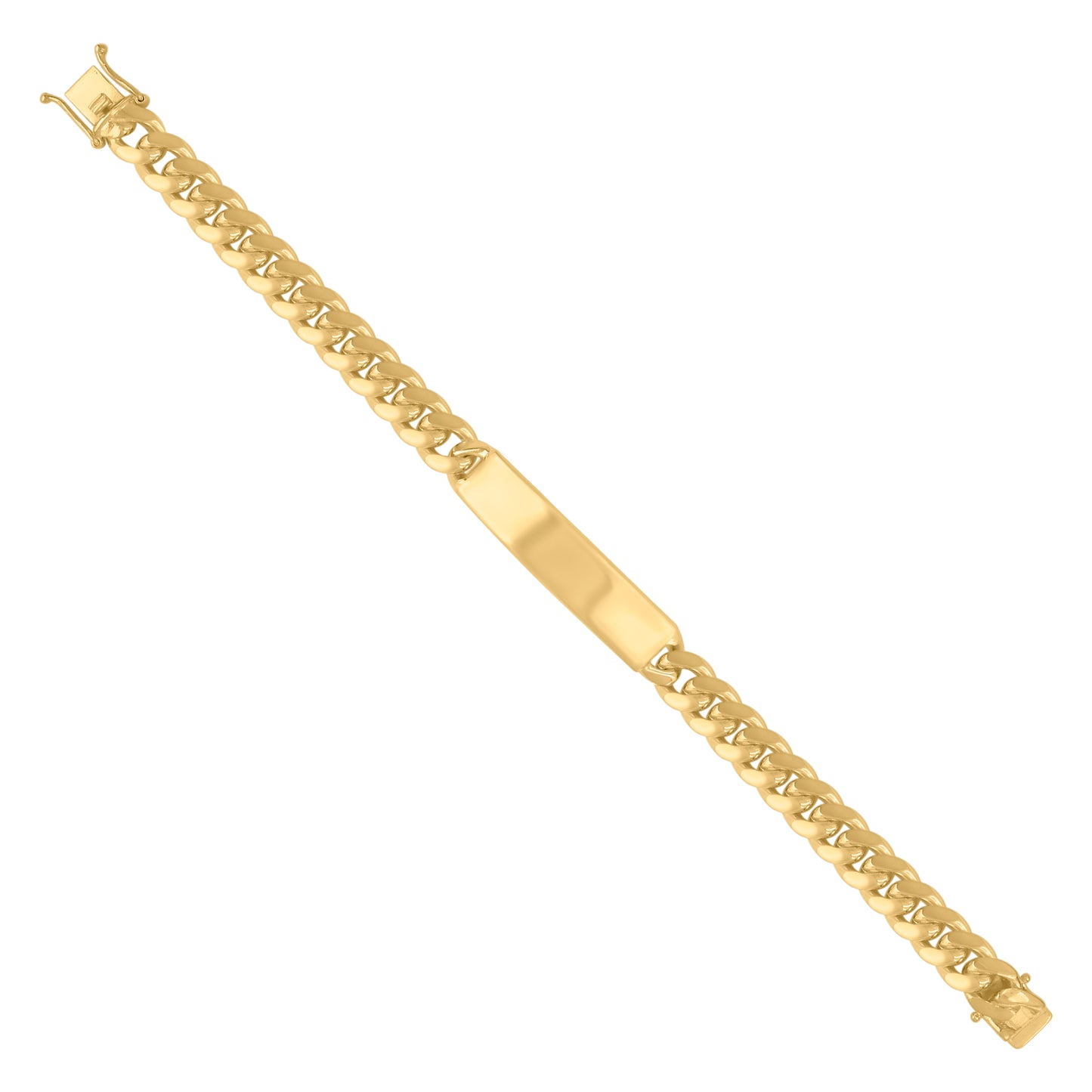 925-Sterling-Yellow Solid Miami Cuban Id Bracelet