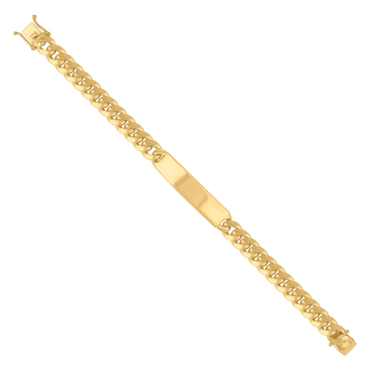 925-Sterling-Yellow Solid Miami Cuban Id Bracelet