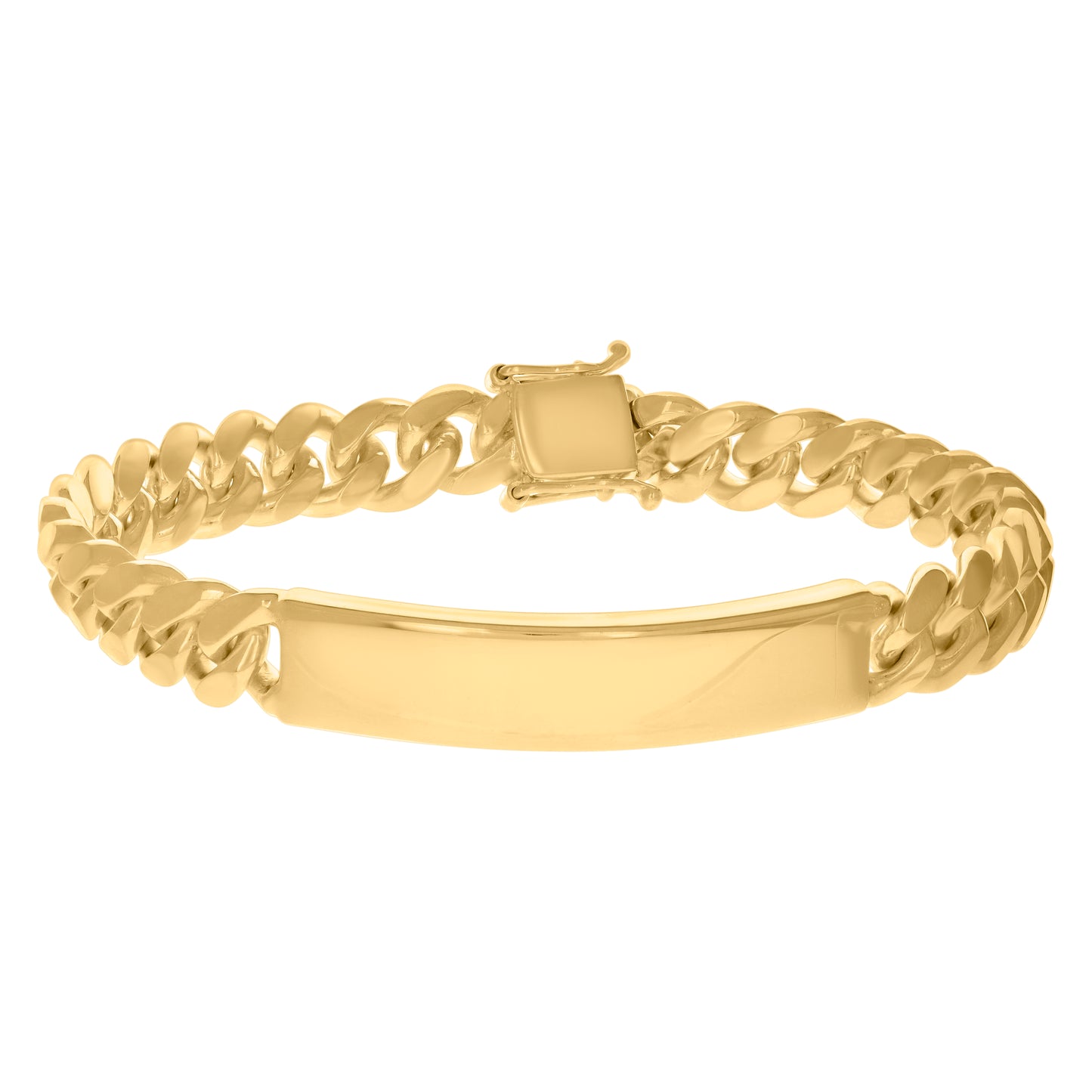 925-Sterling-Yellow Solid Miami Cuban Id Bracelet