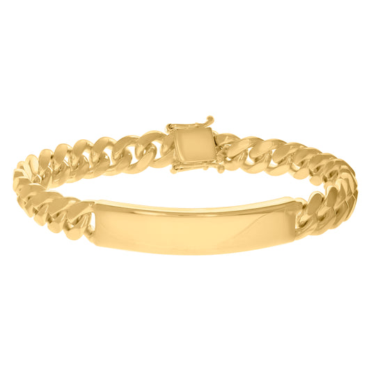925-Sterling-Yellow Solid Miami Cuban Id Bracelet